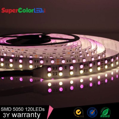 RGBW LED Strip Lights - Dual Row 24V LED Tape Light w/ White and Multicolor LEDs - 530 Lumens/ft.