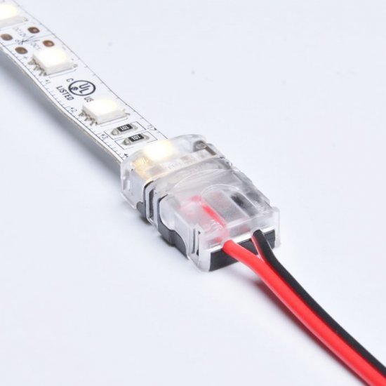10mm LED Strip Connector 2 Pin for Non-waterproof Single Color Tape Light, Snap Splicer for Board-To-Wire, Pack of 10 (No Wire) - Click Image to Close