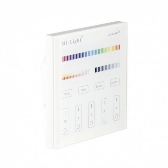 MiLight 4-Zone RGB+CCT Smart Touch Panel Remote Controller For LED Strip Lights - T4 Series - Click Image to Close