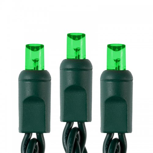 Wide Angle LED Christmas String Lights - 25ft - 50 Mini 5mm Bulbs - Green Wire