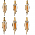 CA10 LED Filament Bulb - 25 Watt Equivalent Candelabra LED Bulb w/ Gold Tint - Dimmable - 250 Lumens, 6-Pack