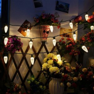 17Ft 25 LEDs Outdoor String Lights Festive Mood Lighting,Commercial Grade C9 Big Led String Light Set for Patio Garden Christmas Holiday Decor (Warm White)